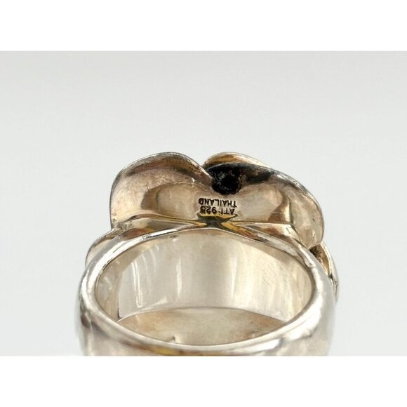 Thai Made RARE Blooming Rose Floral 925 Sterling Silver Vintage Ring - sz 7 - Picture 6 of 14